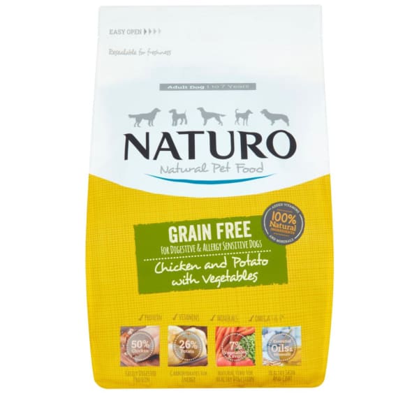 Image of Naturo Chicken with Potato & Vegetables Dry Dog Food, 2kg - Chicken & Vegetables