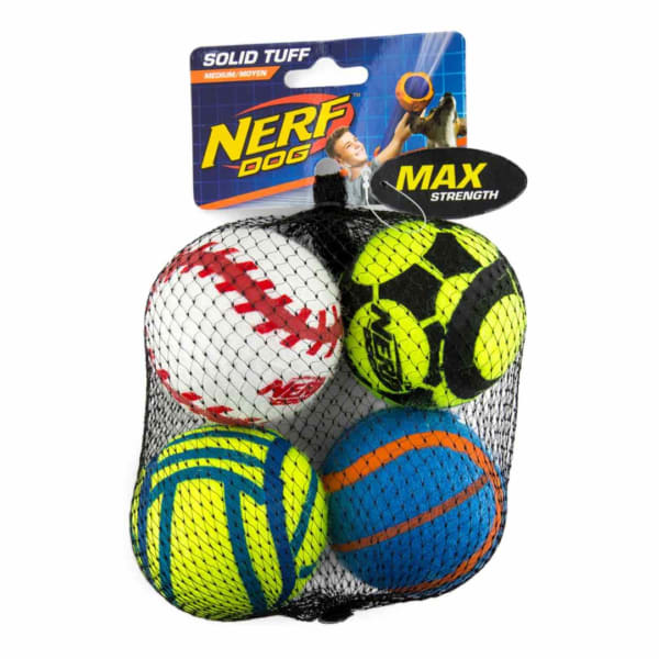 Image of Nerf Mega Strength Sports Balls Medium Dog Toy, 4 per Pack