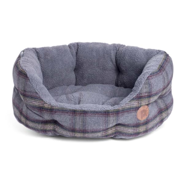 Image of Petface Grey Tweed Oval Pet Bed, Medium - 61cm x 53cm x 20cm