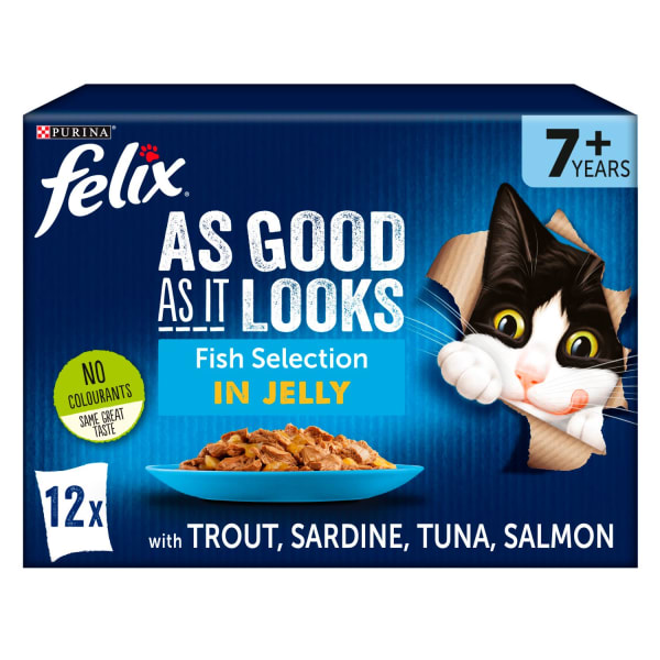 Image of Purina Felix As Good As It Looks Senior Cat Food Fish, 12 x 100g - Fish