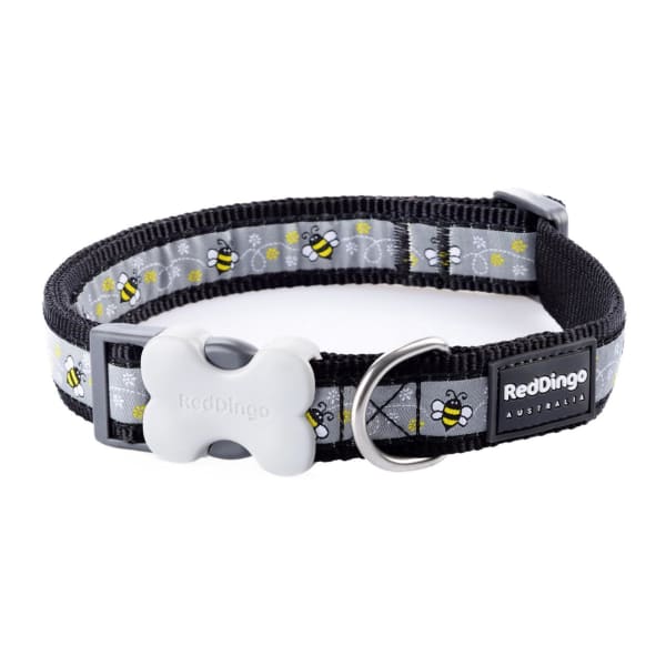 Image of Red Dingo Bumble Bee Black Dog Collar, Small - (24cm - 36cm) Adjustable x 15mm
