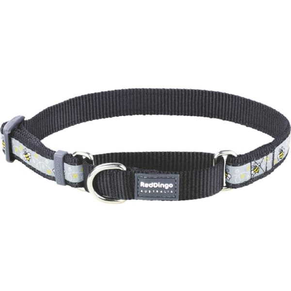 Image of Red Dingo Martingale Dog Collar Bumblebee Black, Small - (25cm - 39cm) Adjustable Length x 15mm