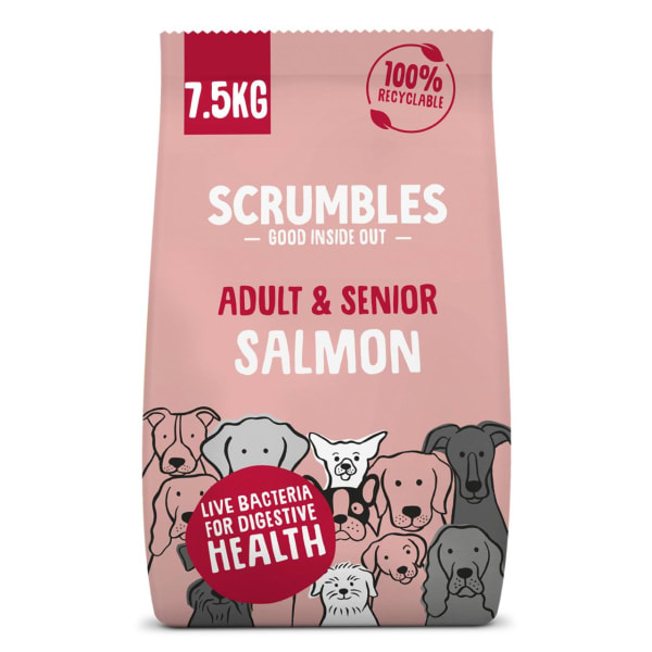 Image of Scrumbles Adult and Seniors Grain-free Salmon Dry Dog Food, 7.5kg - Salmon