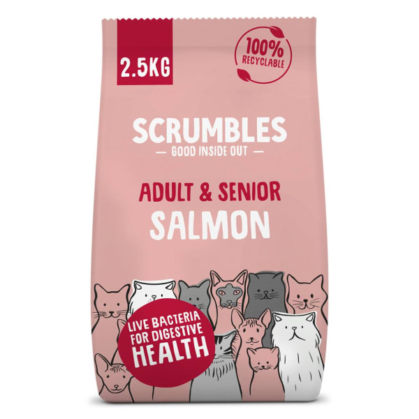 Image of Scrumbles Adults and Seniors Salmon Dry Cat Food, 2.5kg - Salmon