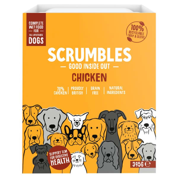 Image of Scrumbles Wet Dog Food Pate Grain-free Chicken, 395g - Chicken