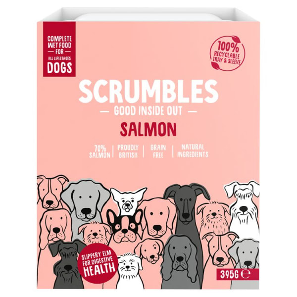 Image of Scrumbles Wet Dog Food Pate Grain-free Salmon, 395g - Salmon