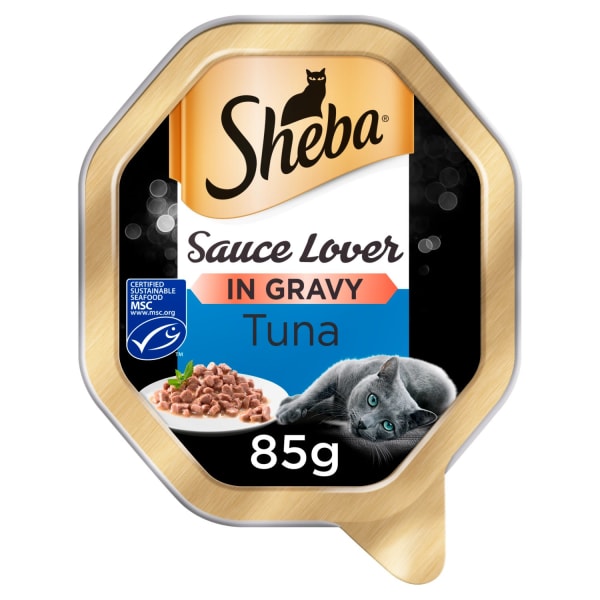 Image of Sheba Sauce Lover Adult 1+ Wet Cat Food Tray with Tuna, 85g - Tuna
