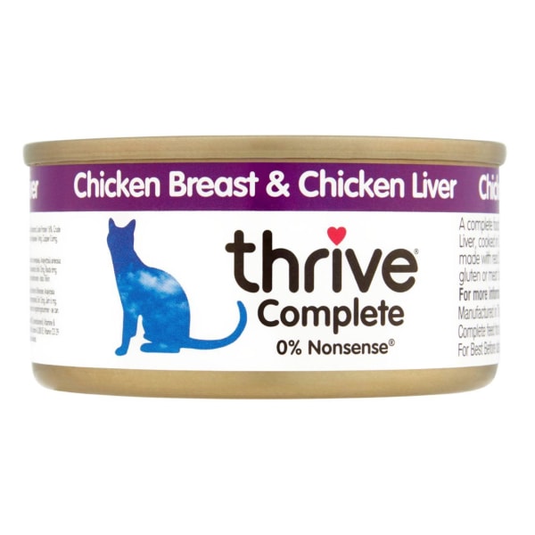 Image of Thrive Complete Cat Food Chicken Breast & Chicken Liver, 6 x 75g - Chicken Breast & Chicken Liver