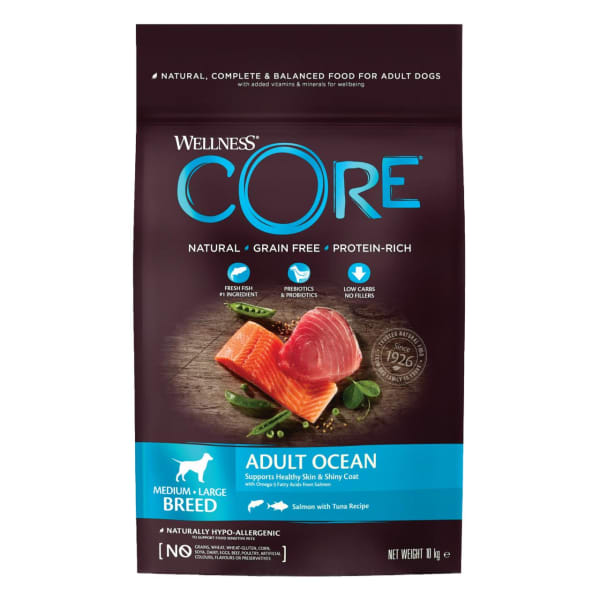 Image of Wellness Core Grain-free Adult Dry Dog Food Ocean Salmon with Tuna, 1.8kg - Salmon & Tuna