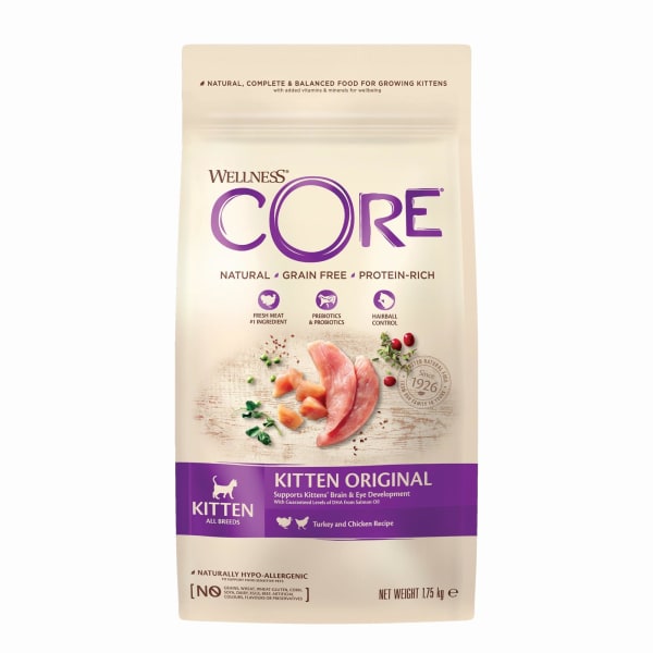 Image of Wellness Core Grain-free Kitten Dry Food Turkey with Salmon, 300g - Turkey & Salmon