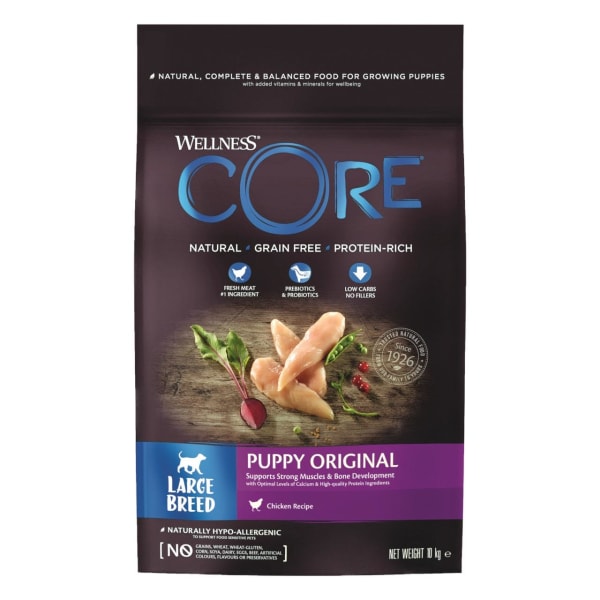 Image of Wellness Core Grain-free Large Breed Puppy Dry Dog Food Original Chicken, 10kg - Chicken