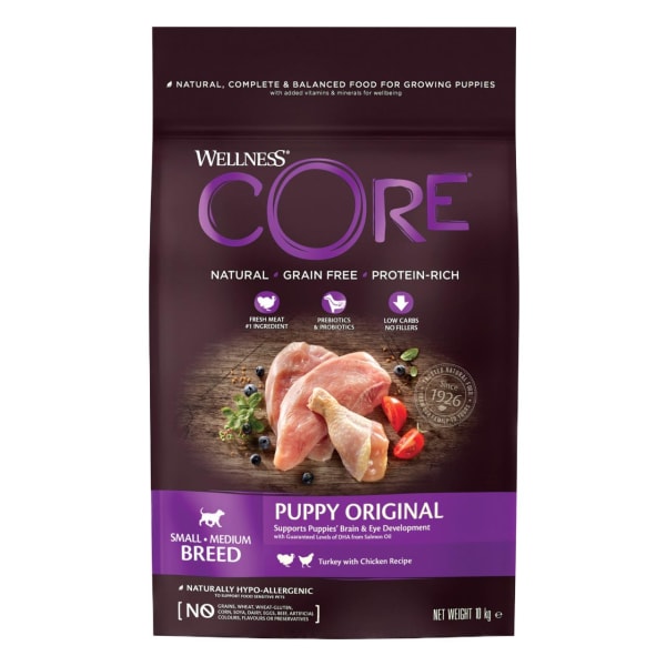 Image of Wellness Core Grain-free Puppy Dry Food Turkey with Chicken, 10kg - Chicken & Turkey