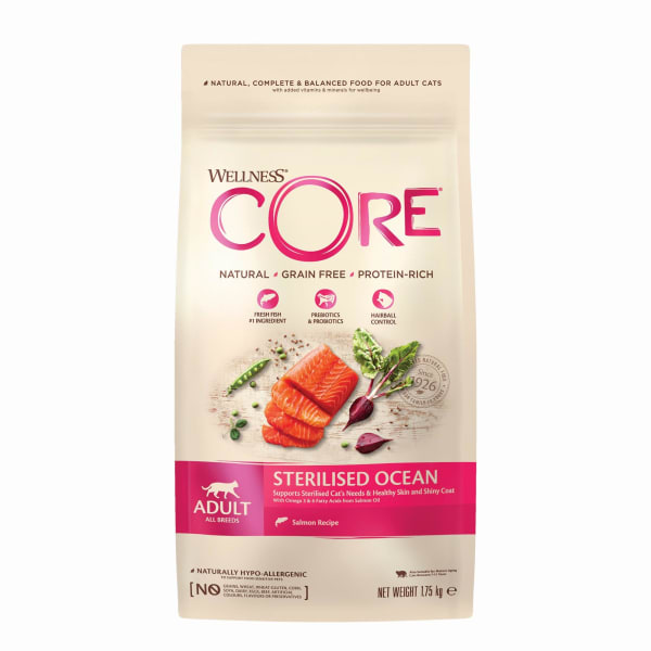 Image of Wellness Core Grain-free Sterilised Adult Dry Cat Food Salmon, 300g - Salmon
