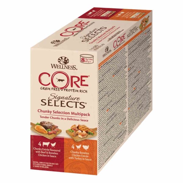 Image of Wellness Core Grain-free Wet Cat Food Signature Selects Chunky Multipack, 8 x 79g