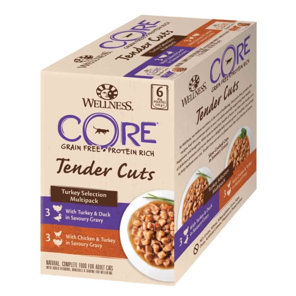 Image of Wellness Core Grain-free Wet Cat Food Tender Cuts Turkey Selection, 6 x 85g