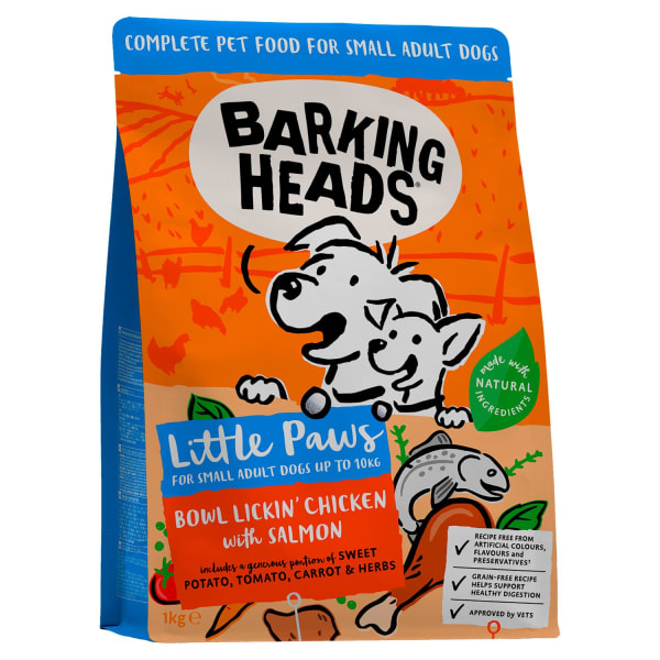 Image of Barking Heads Little Paws Bowl Lickin' Small Adult Dry Dog Food - Chicken & Salmon, 1kg - Chicken & Salmon