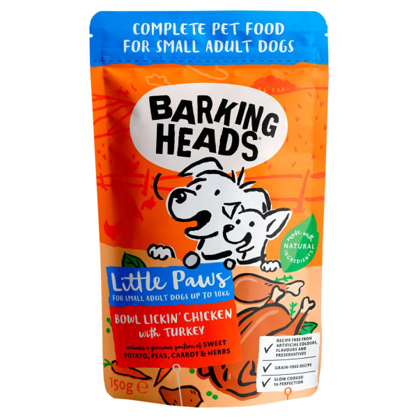 Image of Barking Heads Little Paws Small Adult Wet Dog Food - Chicken & Turkey, 150g - Chicken & Turkey