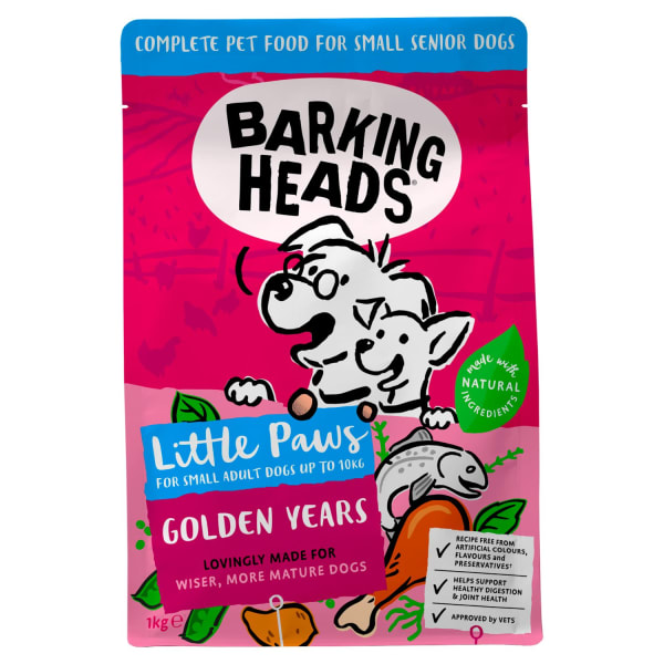 Image of Barking Heads Little Paws Golden Years Small Adult Dry Dog Food - Chicken, 1kg - Chicken