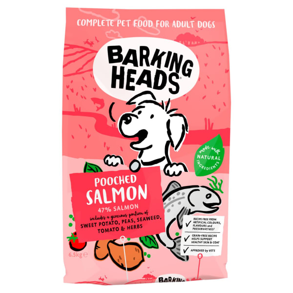 Image of Barking Heads Pooched Adult Dry Dog Food - Salmon, 6.5kg - Salmon