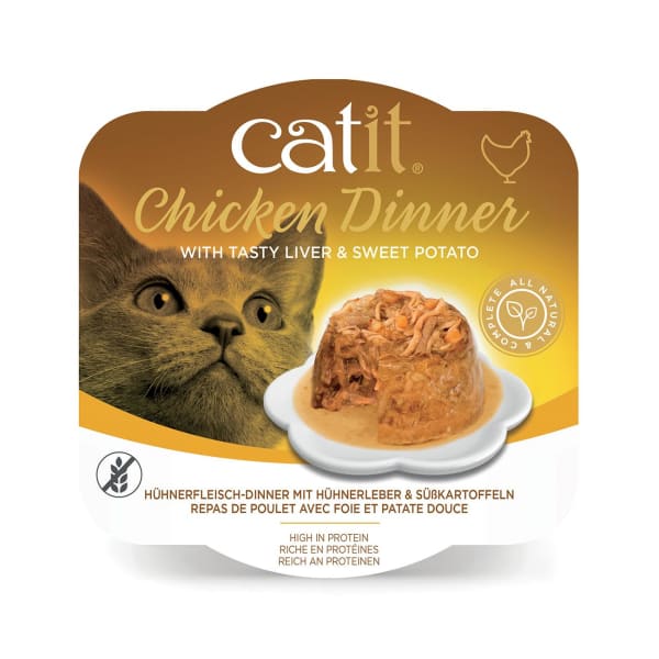 Image of Catit Grain-free Chicken Dinner Wet Cat Food - Chicken with Liver & Sweet Potato, 80g - Chicken with Liver & Sweet Potato
