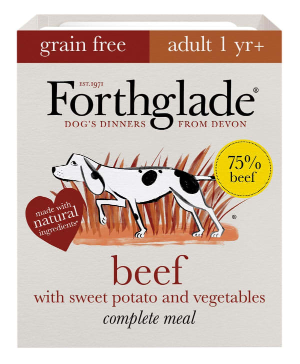 Image of Forthglade Complete Grain-free Adult Wet Dog Food - Beef with Sweet Potato & Vegetables, 18 x 395g - Beef with Sweet Potato & Vegetables