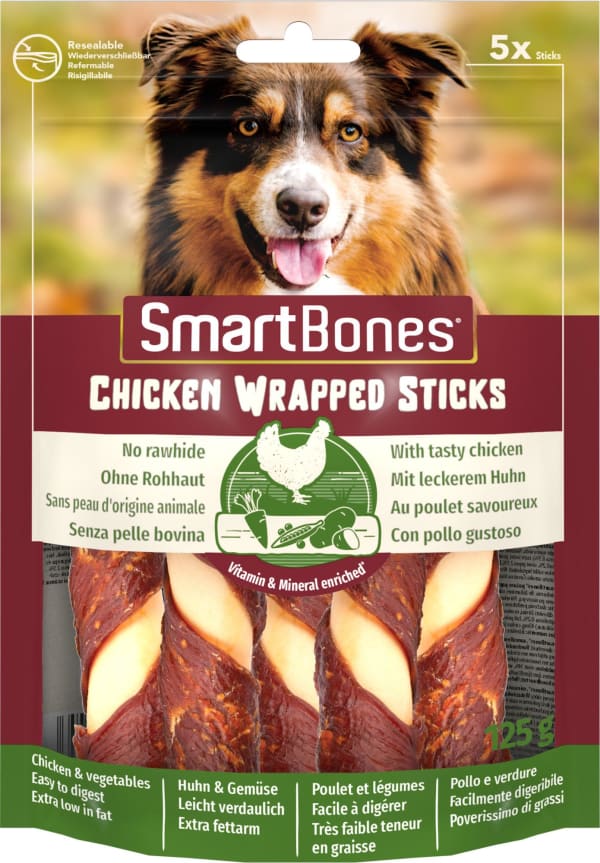 Image of SmartBones Wrapped Sticks Dog Treats- Chicken, 5 per Pack - Chicken