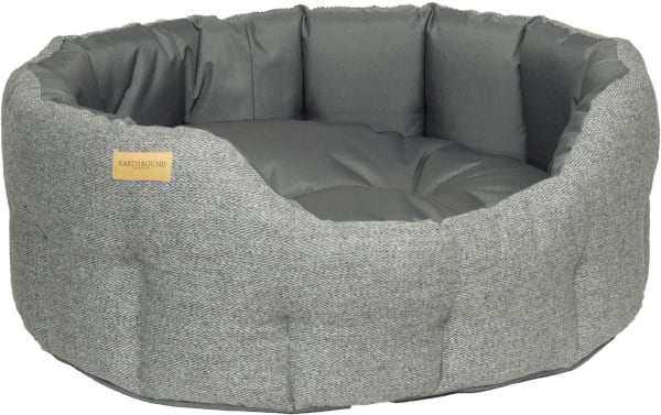 Image of Earthbound Traditional Tweed & Waterproof Dog Bed in Steel Grey, Medium - 61cm x 60cm x 24cm