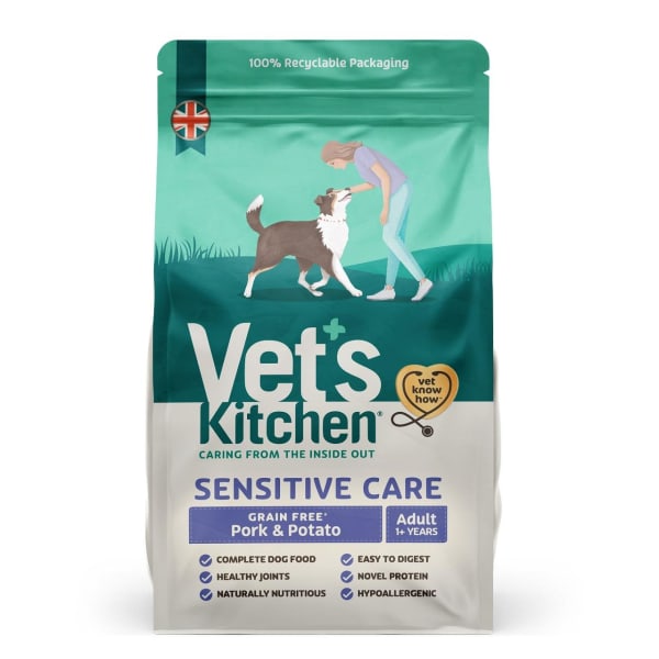 Image of Vet's Kitchen Sensitive Care Grain-free Adult 1+ Dry Dog Food - Pork & Potato, 6kg - Pork & Potato