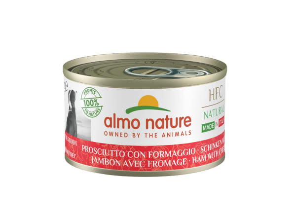 Image of Almo Nature HFC Natural Gluten-free Adult 1+ Wet Dog Food - Ham with Cheese, 24 x 95g