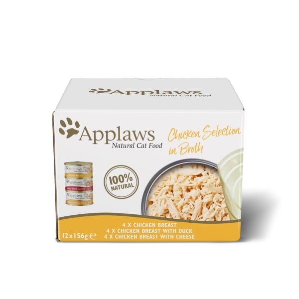 Image of Applaws Adult Wet Cat Food - Chicken Selection in Broth, 12 x 156g - Chicken Selection