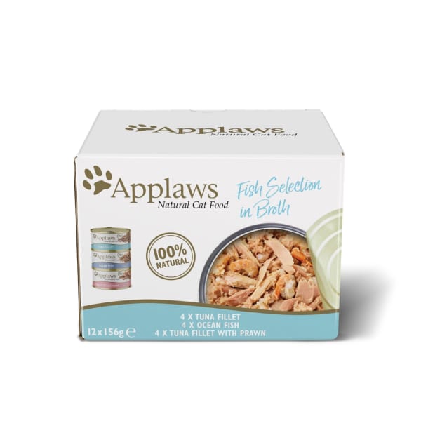 Image of Applaws Adult Wet Cat Food - Fish Selection in Broth, 12 x 156g - Fish Selection