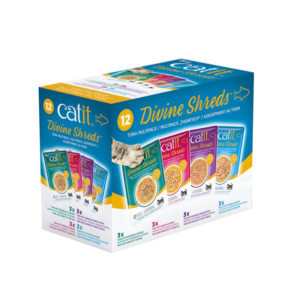 Image of Catit Divine Shreds Grain-free Wet Cat Food - Tuna Multipack, 75g
