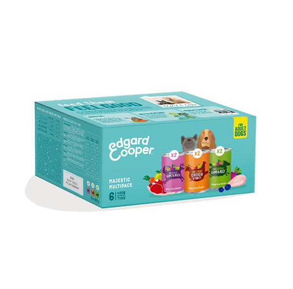 Image of Edgard & Cooper Natural Grain-free Adult Wet Dog Food Tin - Multipack, 6 x 400g - Multipack