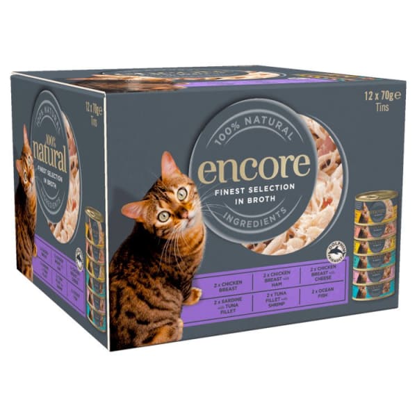 Image of Encore Adult Wet Cat Food Tin - Mixed Multipack, 12 x 70g