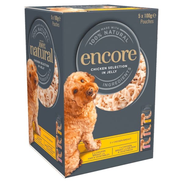 Image of Encore Deluxe Collection Adult Wet Dog Food Pouch - Chicken Selection in Jelly, 5 x 100g