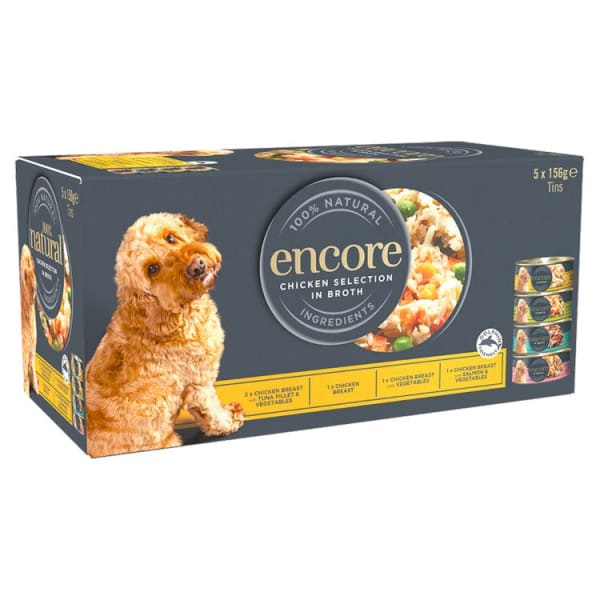 Image of Encore Adult Wet Dog Food - Chicken Selection in Broth, 5 x 156g
