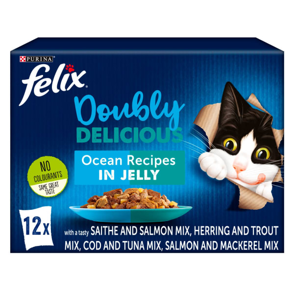 Image of Felix As Good As It Looks Doubly Delicious Wet Cat Food - Ocean Recipes, 12 x 100g