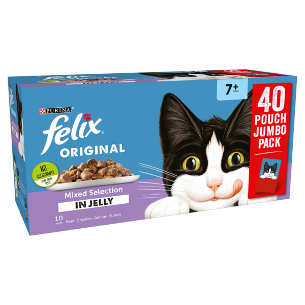 Image of Felix Senior Wet Cat Food - Variety in Jelly, 40 x 100g - Variety in Jelly