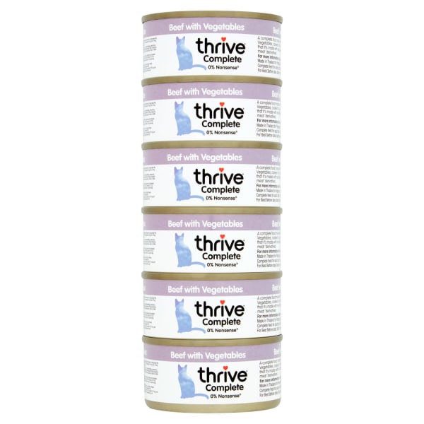 Image of Thrive Complete Wet Cat Food - Beef with Vegetables, 6 x 75g