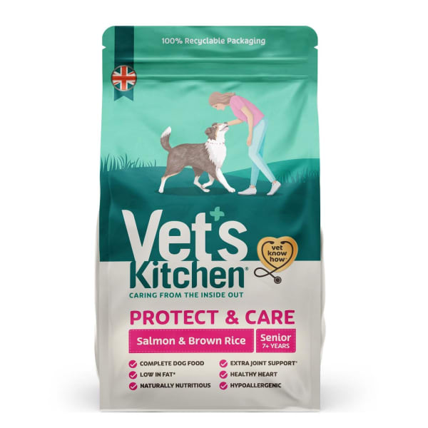 Image of Vet's Kitchen Protect & Care Senior Dry Dog Food - Salmon & Brown Rice, 1kg