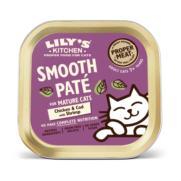 Image of Lily's Kitchen Mature Wet Cat Food in Pate - Chicken, Cod & Shrimps, 19 x 85g - Chicken, Cod & Shrimps