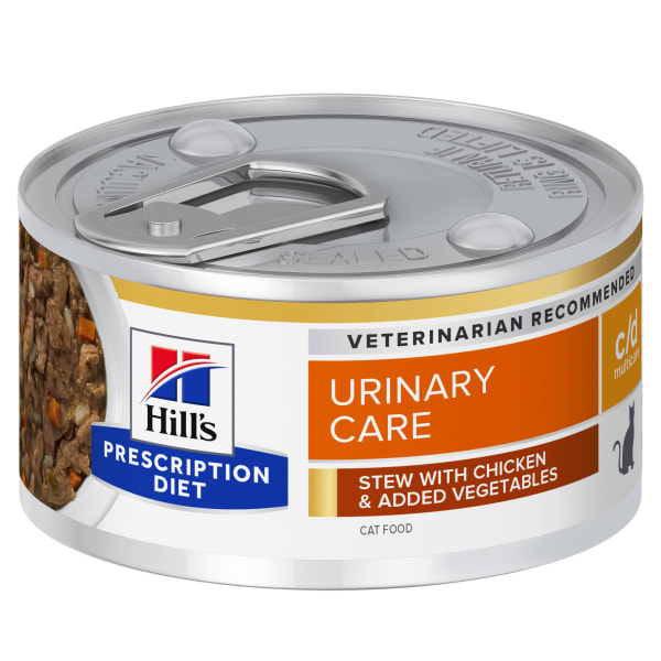 Image of Hill's Prescription Diet c/d Multicare Urinary Care Stew Adult and Senior Wet Cat Food - Chicken & Vegetables, 24 x 82g - Chicken & Vegetables