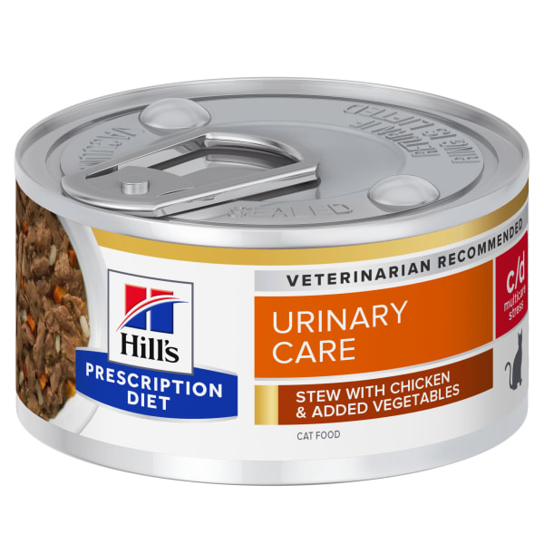 Image of Hill's Prescription Diet c/d Multicare Stress Urinary Care Stew Adult and Senior Wet Cat Food - Chicken & Vegetables, 24 x 82g - Chicken & Vegetables
