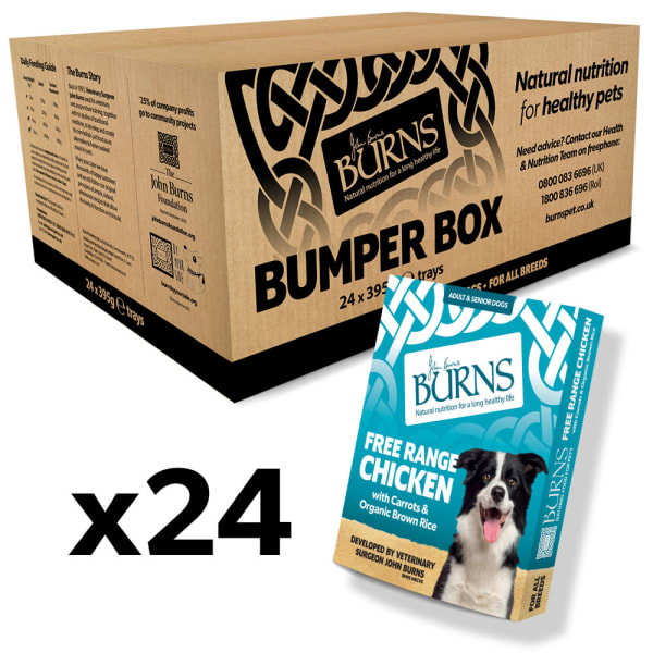 Image of Burns Adult/Senior Wet Dog Food - Chicken Bumper Box, 24 x 395g - Chicken & Rice