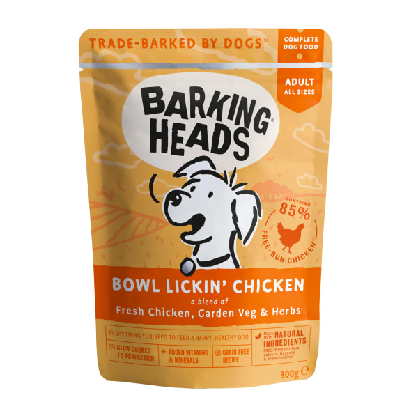 Image of Barking Heads Bowl Lickin’ Adult Wet Dog Food in Pouches - Chicken, 10 x 300g - Chicken