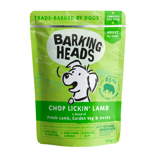 Image of Barking Heads Chop Lickin’ Adult Wet Dog Food in Pouches - Lamb, 10 x 300g - Lamb