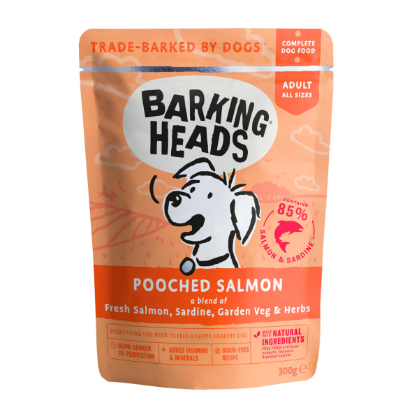 Image of Barking Heads Pooched Adult Wet Dog Food in Pouches - Salmon & Sardine, 10 x 300g - Salmon & Sardine