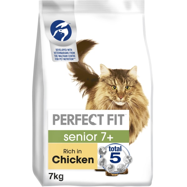Image of Perfect Fit Senior 7+ Dry Cat Food - Chicken, 7 kg - Chicken