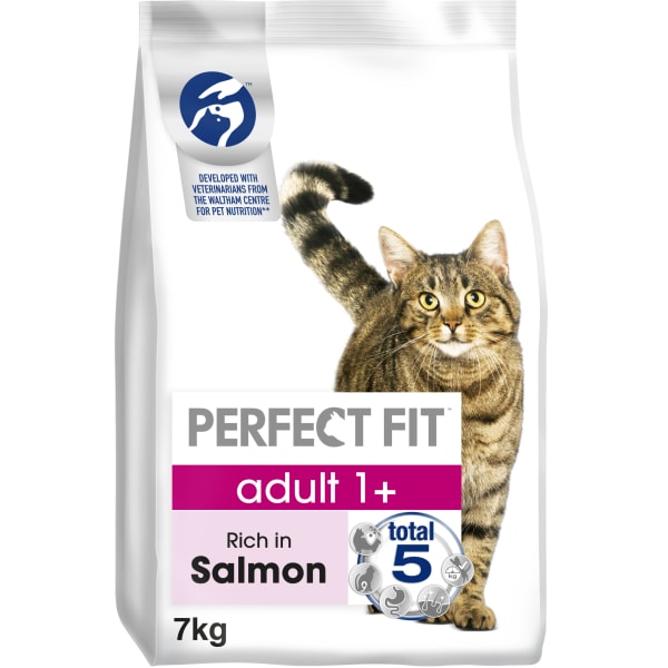 Image of Perfect Fit Adult 1+ Dry Cat Food - Salmon, 7kg - Salmon