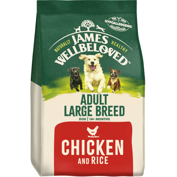 Image of James Wellbeloved Gluten-free Large Adult Dry Dog Food - Chicken & Rice, 15kg - Chicken & Rice